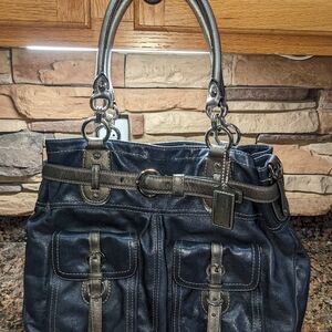 Soho K0893 Vintage Coach Blue Shoulder Bag  Silver Accents Lmtd Ed. Legacy